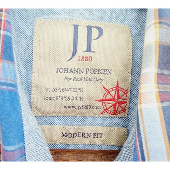 Johann Popken Men's Size Large 41/42 Button Up Plaid Shirt Modern Fit - Picture 5 of 10